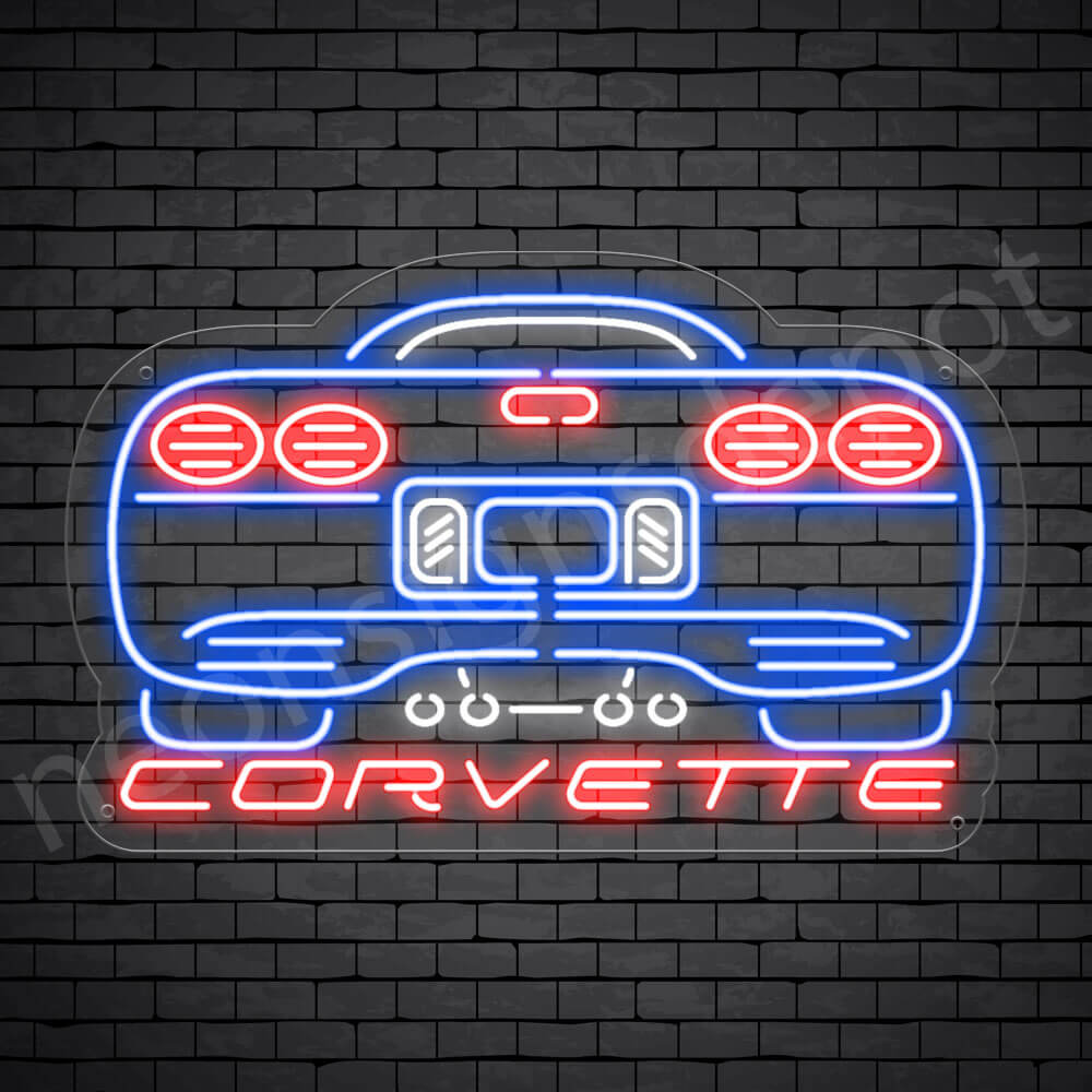 Corvette Rear Neon Sign - Transparent