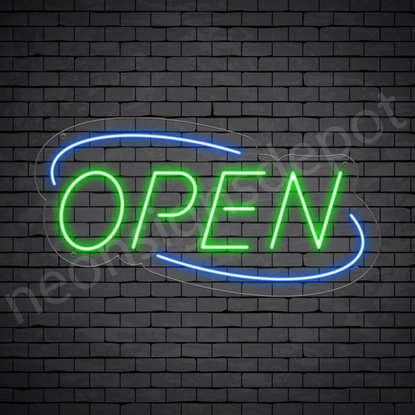 Deco Open Neon Sign Green Blue
