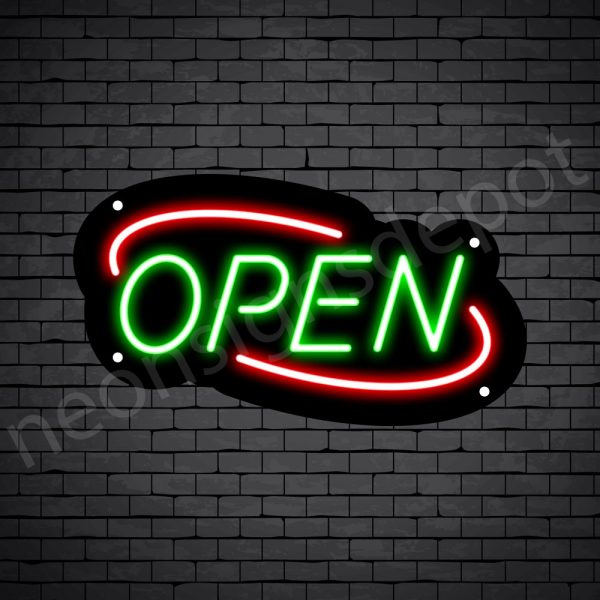 Deco Open Neon Sign Green Red