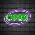 Oval Open Neon Sign - GREEN-PURPLE