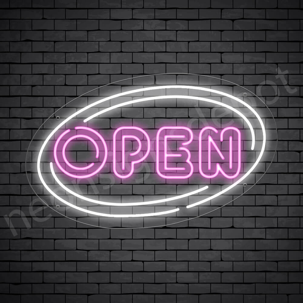 Oval Open Neon Sign - PINK-WHITE--