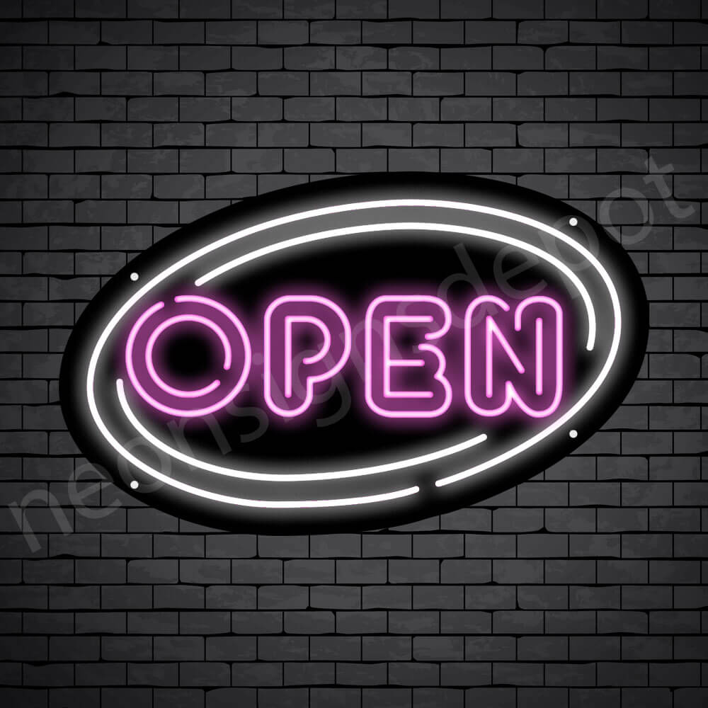 Oval Open Neon Sign - PINK-WHITE