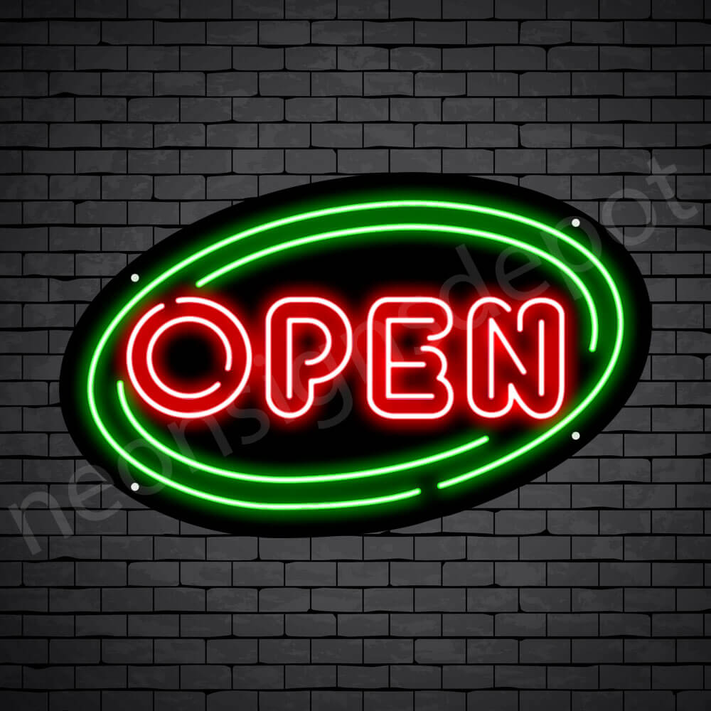 Oval Open Neon Sign - RED-GREEN