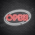 Oval Open Neon Sign - RED-WHITE--