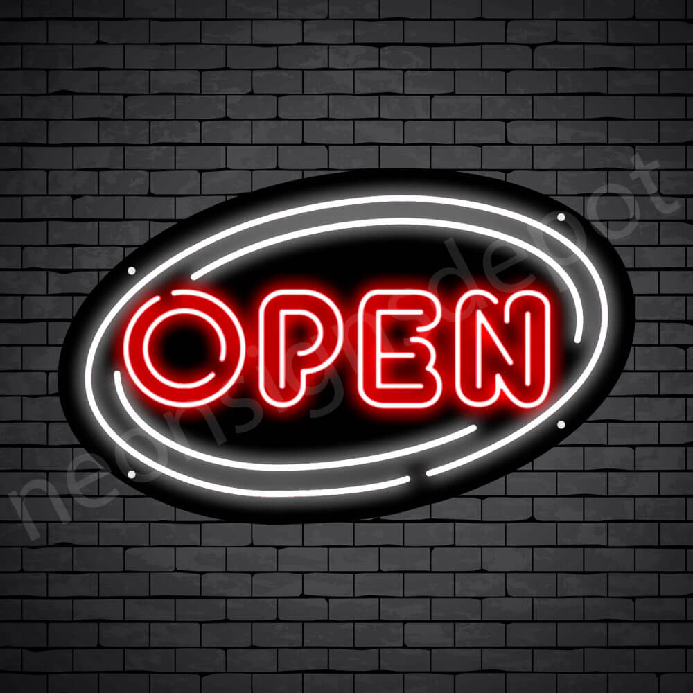 Oval Open Neon Sign - RED-WHITE