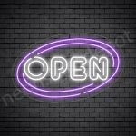 Oval Open Neon Sign - WHITE-PURPLE