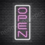 Vertical neon open sign pink-white transparent bg