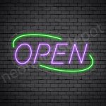 Deco open neon sign purple green