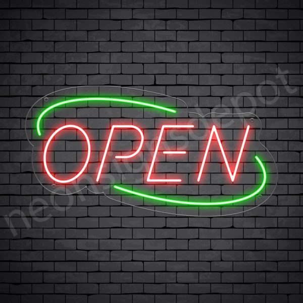 Deco Open Neon Sign Green Red