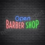Barber Neon Sign Open Barber Shop Transparent - 24x14