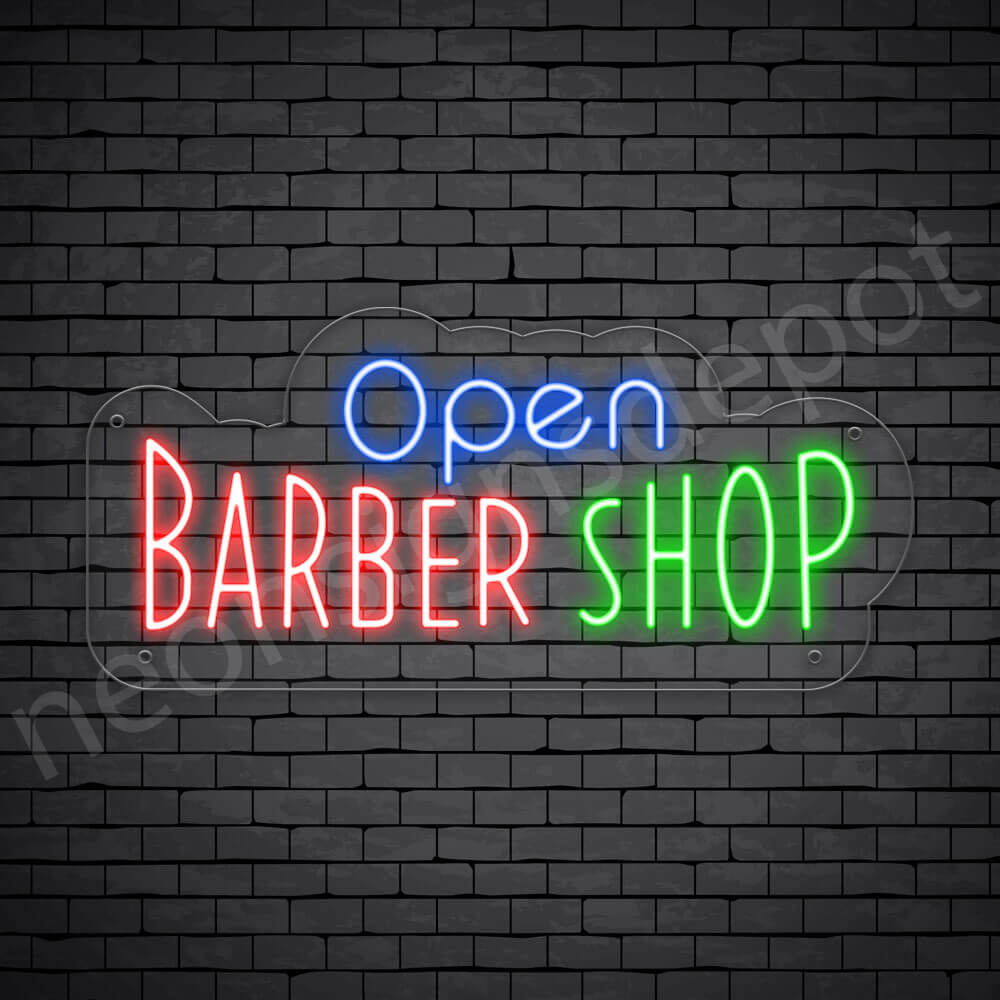 160002 OPEN BARBER SHOP Hair Hairdresser Design Display LED Light Sign 