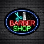 Barber Neon Sign Barbershop Scissor and Comb - Black