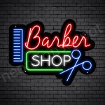 Barber Neon Sign Barbershop Cut and Comb Black - 24x18