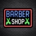 Barber Neon Sign Barbershop Double Scissor - Black