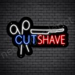 Barber Neon Sign Barbers Cut & Shave - Black
