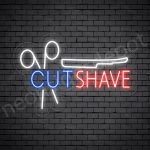 Barber Neon Sign Barbers Cut & Shave - Transparent