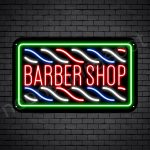 Barber Neon Sign Barbershop Horizontal Poles Black - 24x14