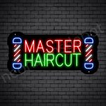 Barber Neon Sign Master Haircut POLE - Black