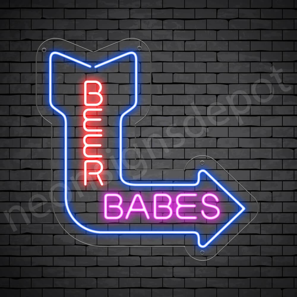 Beer Babes Neon Bar Sign - Transparent
