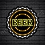 Beer Neon Sign Beer Cap Black - 24x24