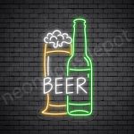 Beer Neon Sign Full Glass Bottle Transparent - 14x24