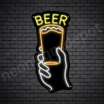 Beer Neon Sign Hand Raise Beer - 24x12