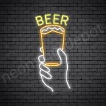 Beer Neon Sign Hand Raise Beer - 24x12
