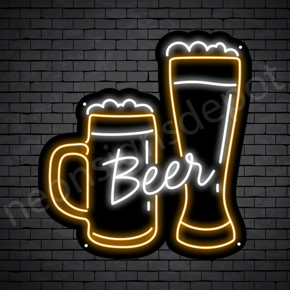 Beer Neon Sign Mug Glass Beer 22x24