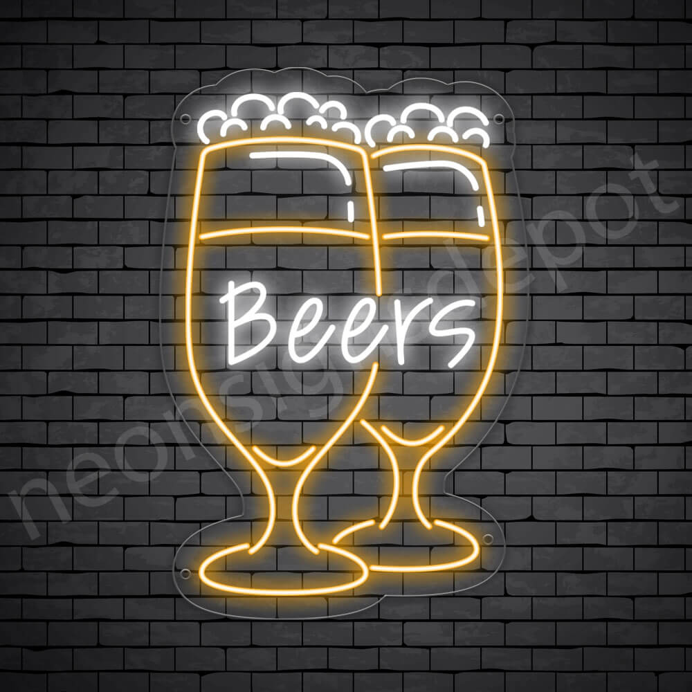 Beer Neon Sign Wine Glass Beer 16x24