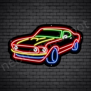 Car Neon Sign Mustang Black -24x14