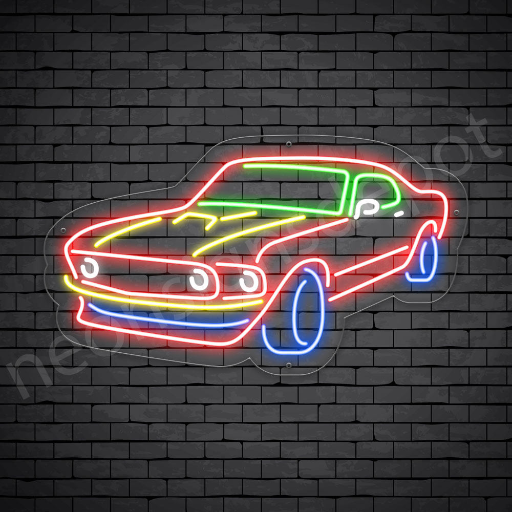 Car Neon Sign Mustang Transparent - 24x14