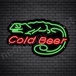 Cold Beer Lizard Neon Bar Sign - Black