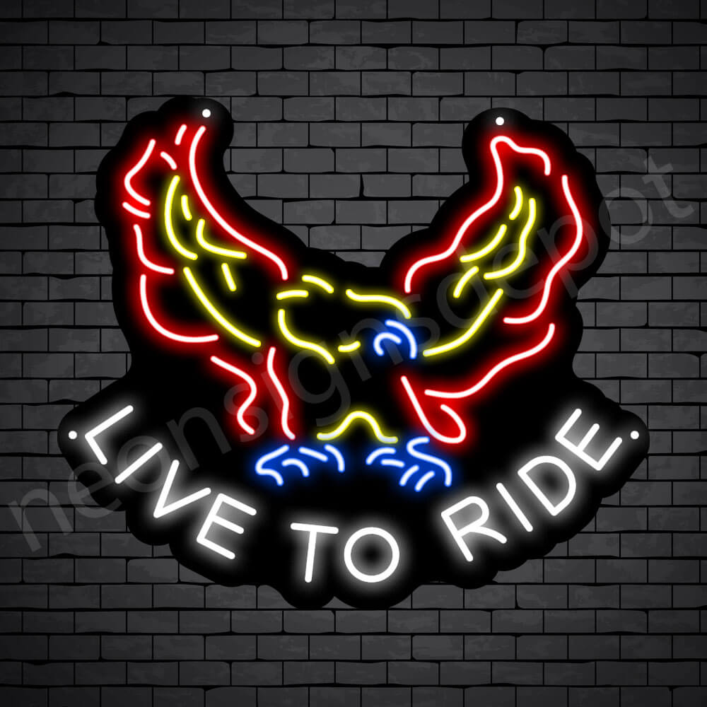 Live To Ride Eagle Neon Sign - Black