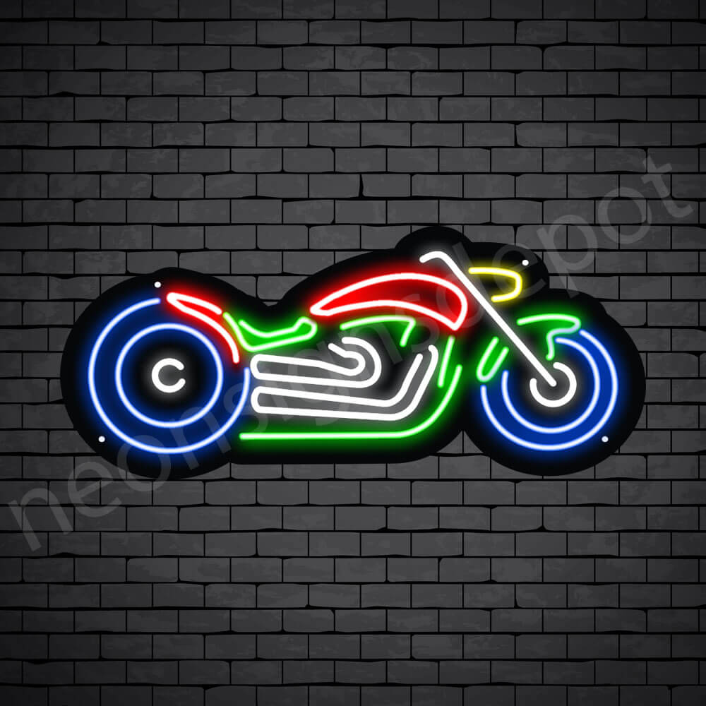Motorcycle Neon Sign Bike Style Black - 24x11