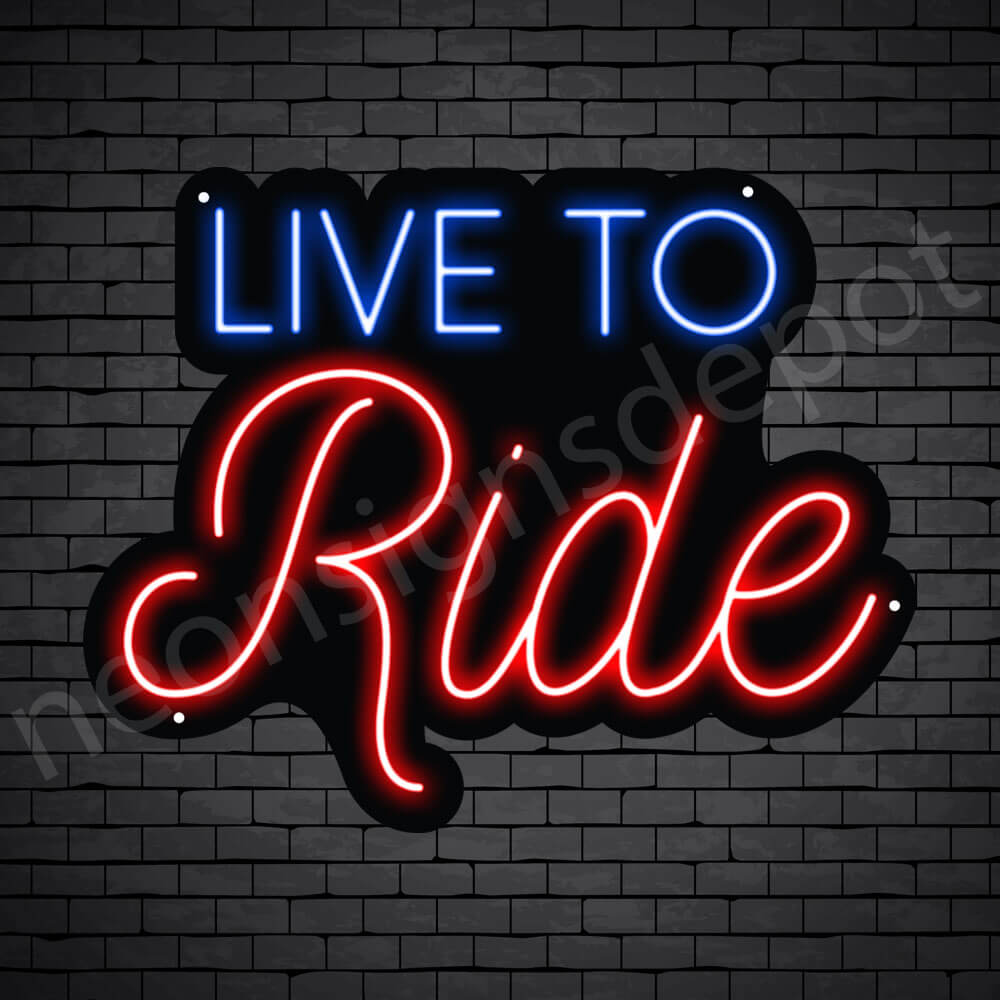 MOTORCYCLE NEON SIGN LIVE to RIDE Black - 24x19