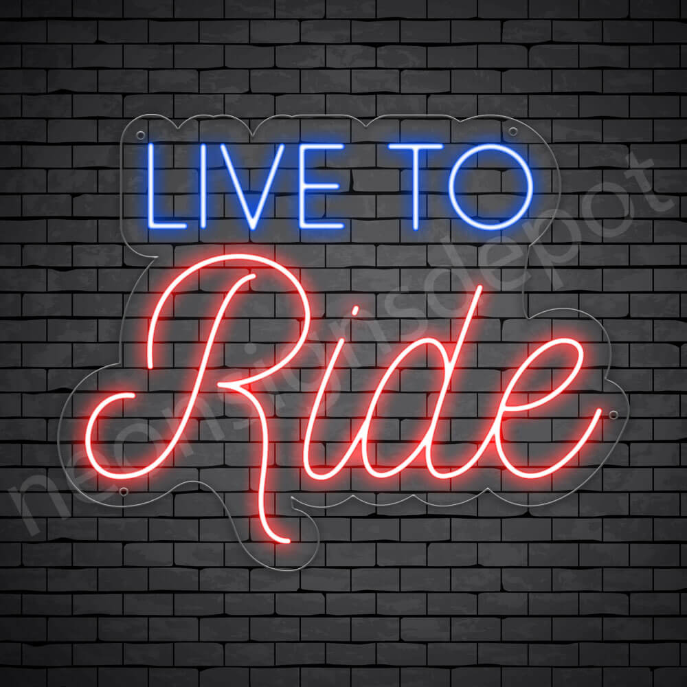 MOTORCYCLE NEON SIGN LIVE to RIDE Transparent - 24x19