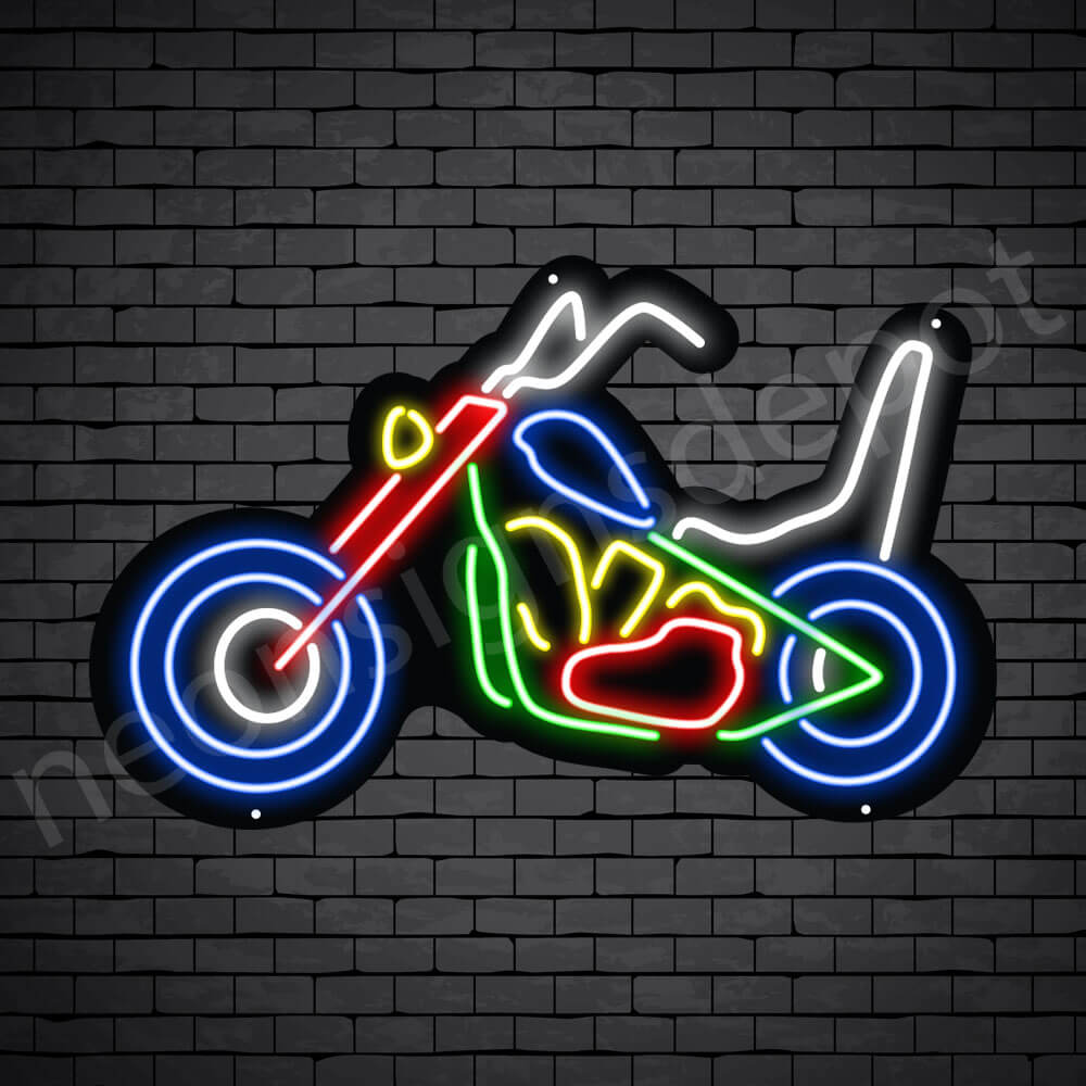 Motorcycle Neon Sign Motor Bike Chopper 24x15