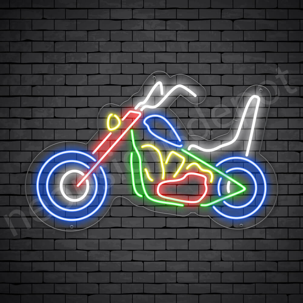 Motorcycle Neon Sign Motor Bike Chopper 24x15