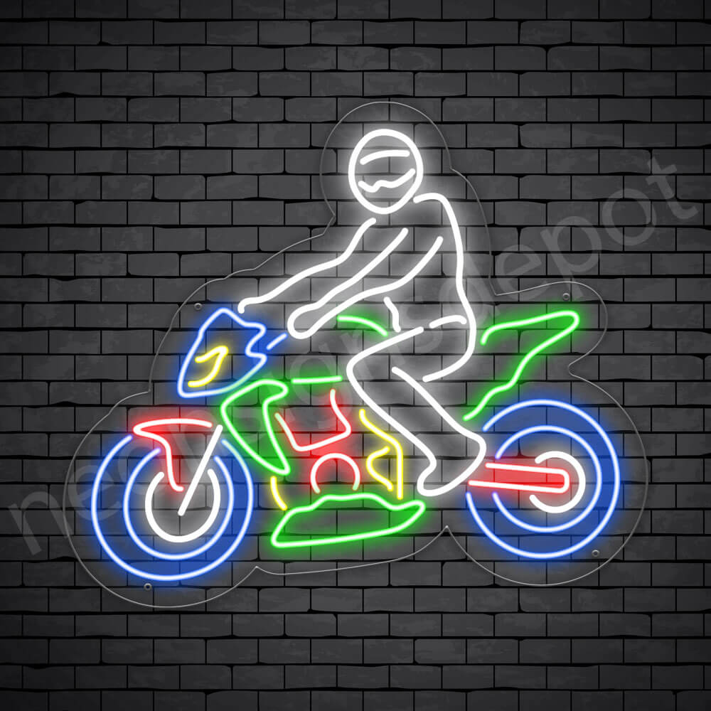 Motorcycle Neon Sign Motor Bike Riders Transparent - 24x21