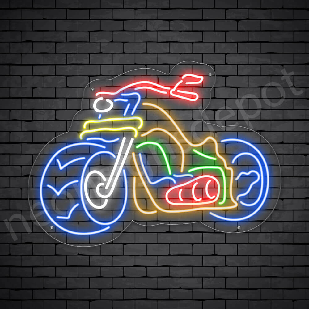 Motorcycle Neon Sign Motor Ride Transparent 24x18