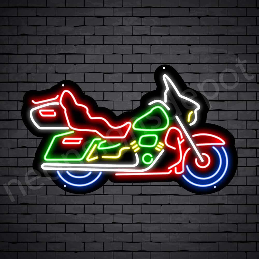 Motorcycle Neon Sign Motor Riders Big Bike Black - 24x14
