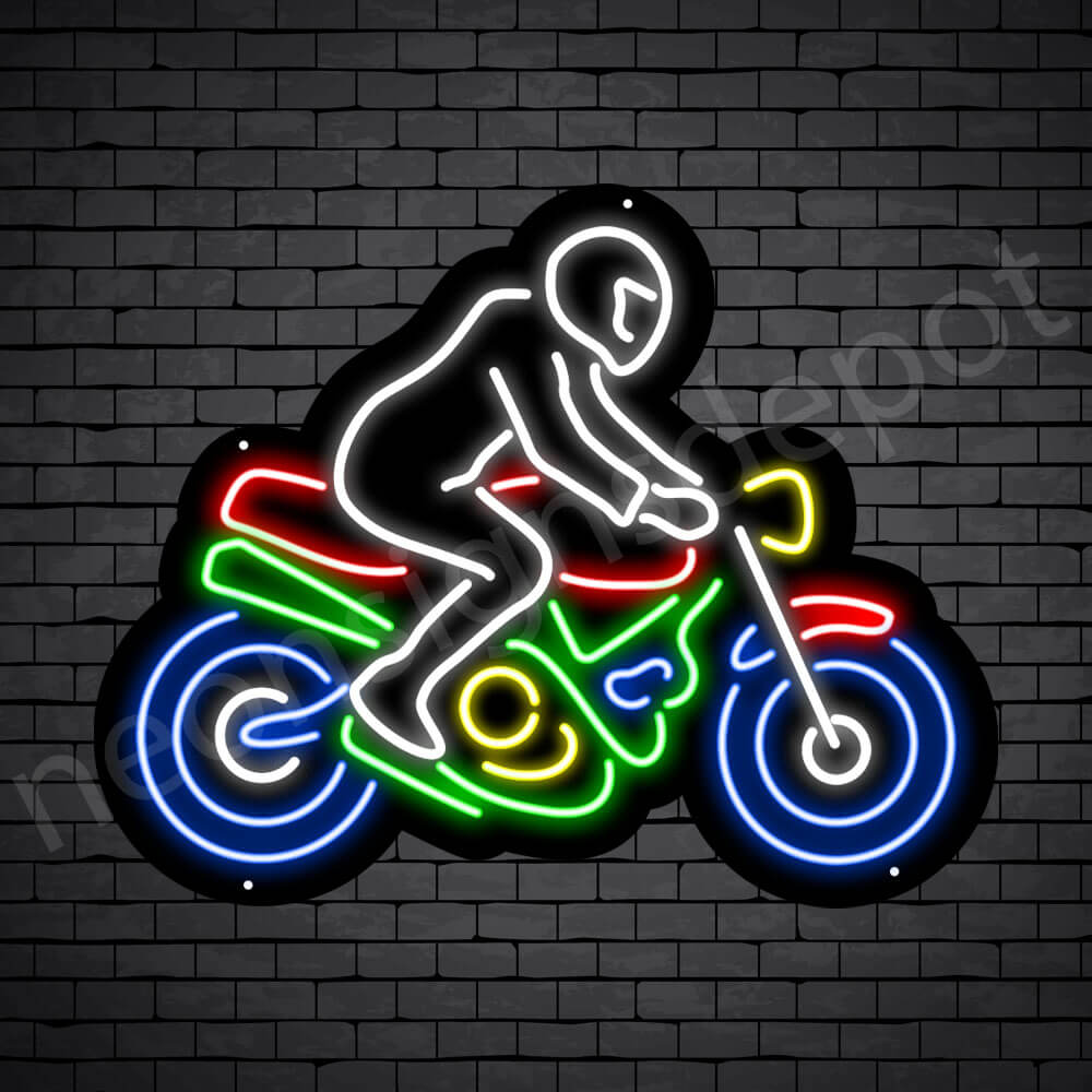 Motorcycle Neon Sign Motor Riders Bike Black - 24x18