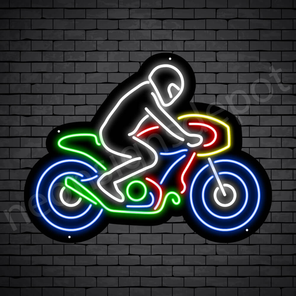 Motorcycle Neon Sign Motor Riders Bike Style Black - 23x18