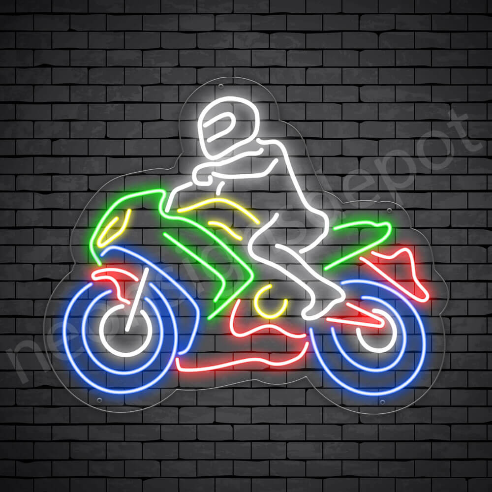 Motorcycle Neon Sign Bike Riders Transparent- 24x20