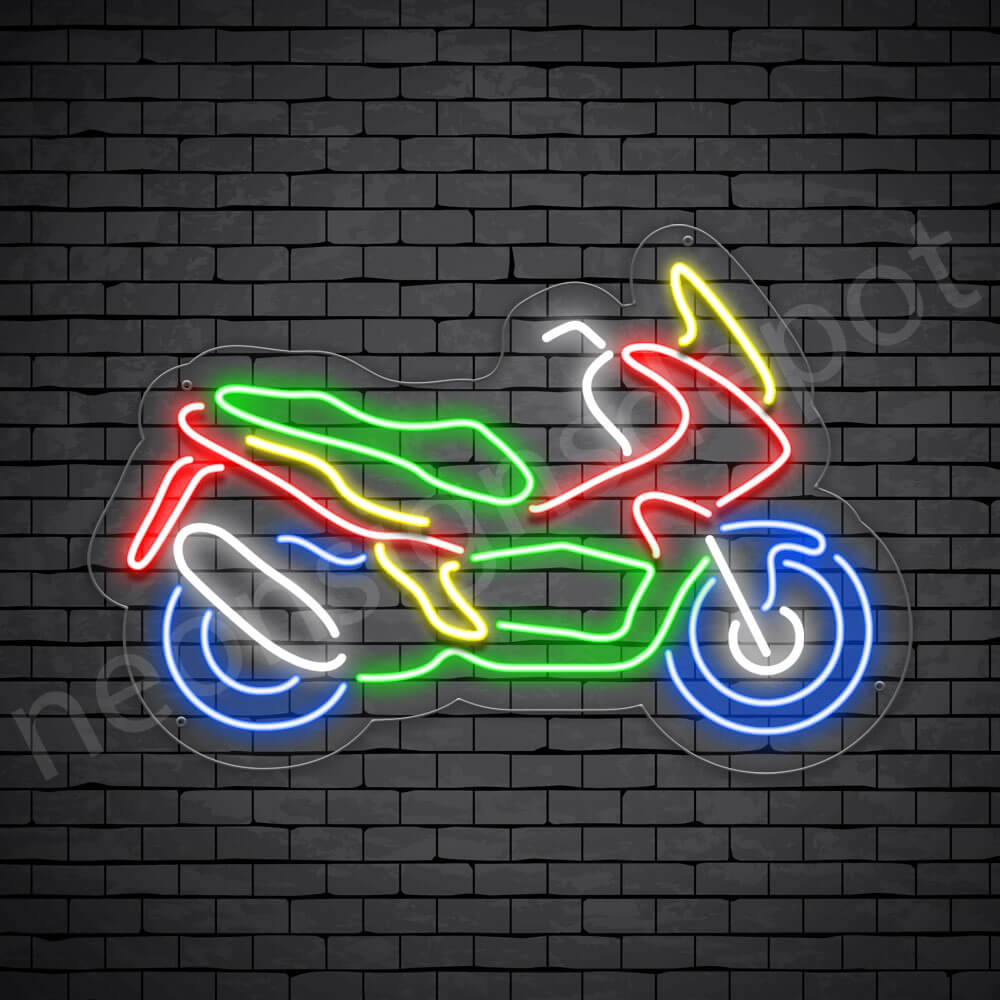 Motorcycle Neon Sign Motor Style Transparent - 24x16