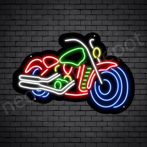 Motorcycle Neon Sign Riders Big Bike Black - 24x16