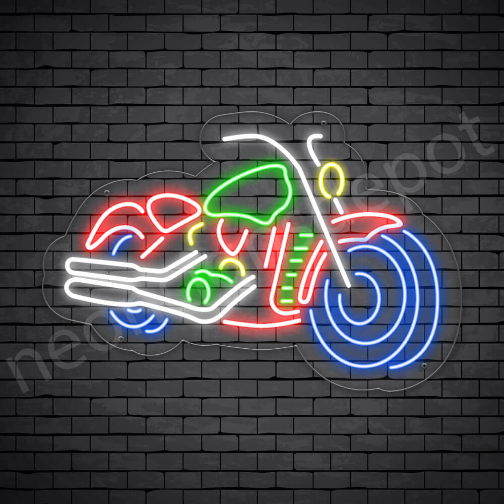 Motorcycle Neon Sign Riders Big Bike Transparent - 24x16