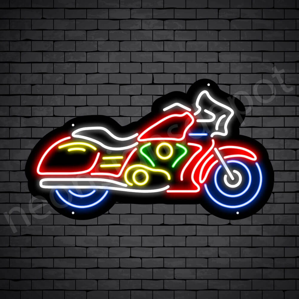 Motorcycle Neon Sign Riders Bike Black - 24x14
