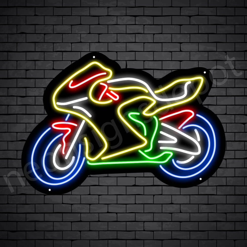 Motorcycle Neon Sign Yellow Big Bike 24x17