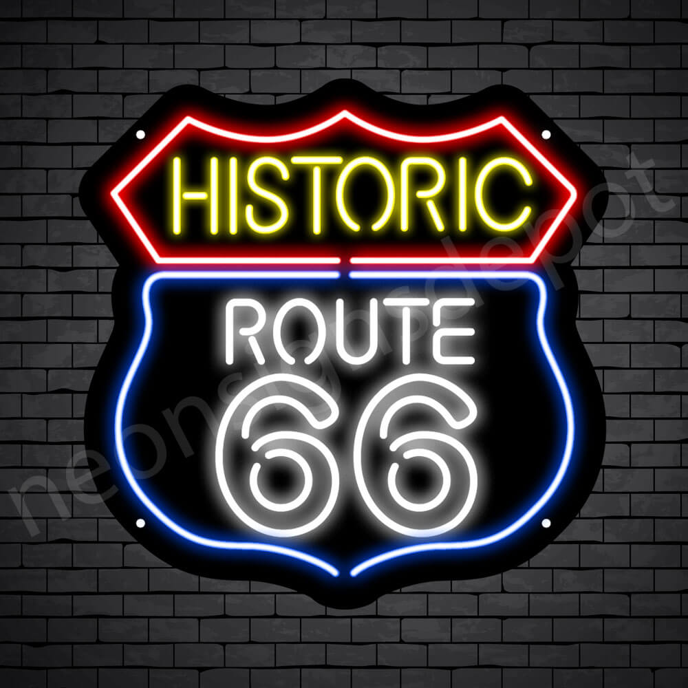 Route 66 Bar Neon Sign - Black